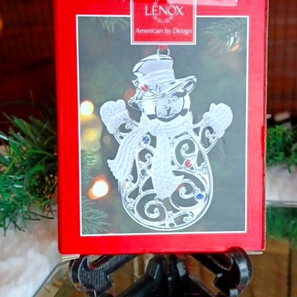 LENOX SETOF 2  Collectors Silver /W Jewels Santa &MrSnowMan New  4x4 - Picture 5 of 12